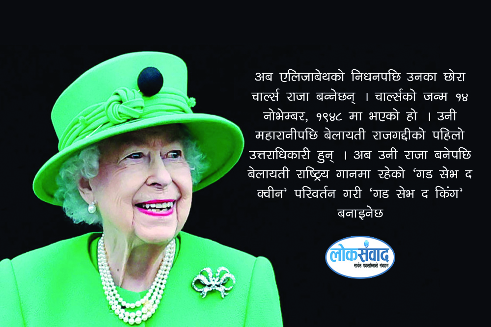 ७० वर्ष राजगद्दीमा रहेकी एलिजाबेथको निधन: अब ‘गड सेभ द क्वीन’ होइन ‘गड सेभ द किङ्ग'